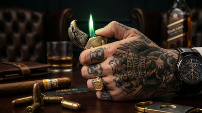 Premium Golden Eagle Claw Lighter | Windproof Jet Torch & Folding Blade