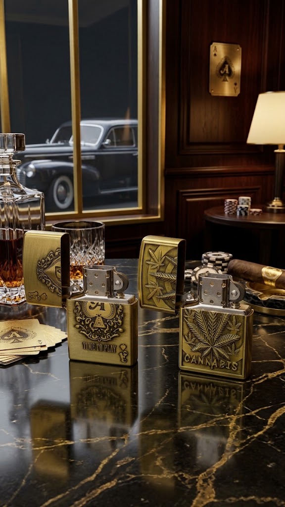 Premium Brass Engraved Lighters (Ace of Spades & Cannabis Edition)