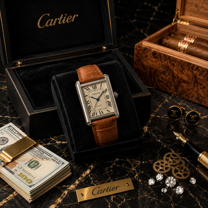 Vintage Tank Elegant Roman Dial Square Watch