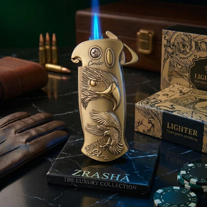 Premium Golden Eagle Claw Lighter | Windproof Jet Torch & Folding Blade