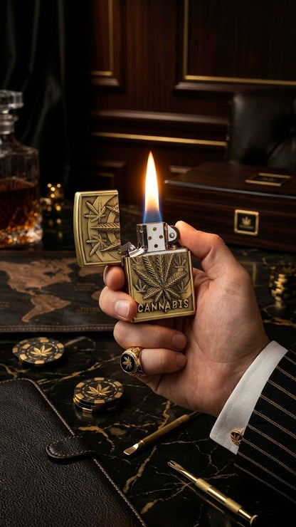 Premium Brass Engraved Lighters (Ace of Spades & Cannabis Edition)