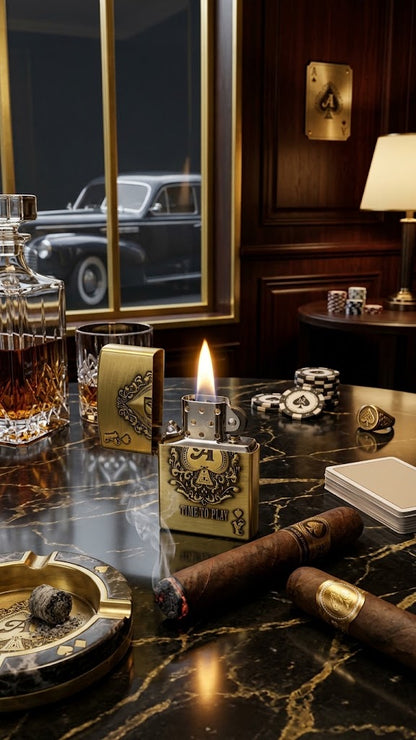 Premium Brass Engraved Lighters (Ace of Spades & Cannabis Edition)