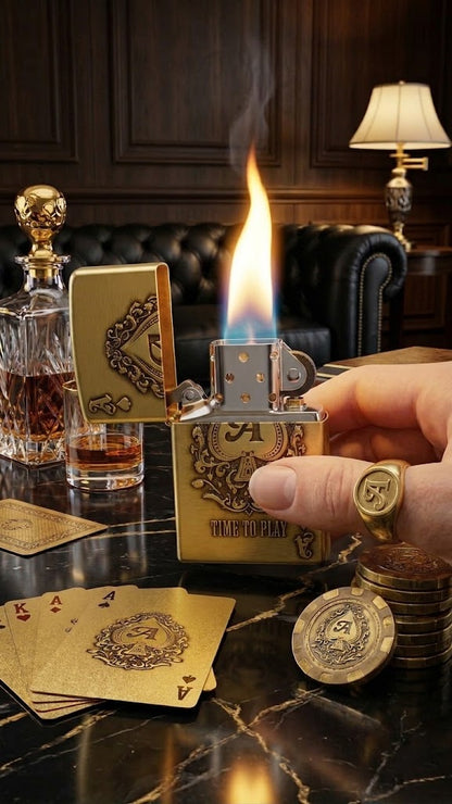 Premium Brass Engraved Lighters (Ace of Spades & Cannabis Edition)