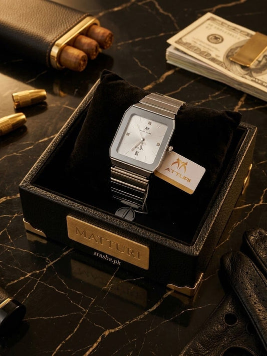 Matturi  Square Stainless Steel Quartz Men's Watch