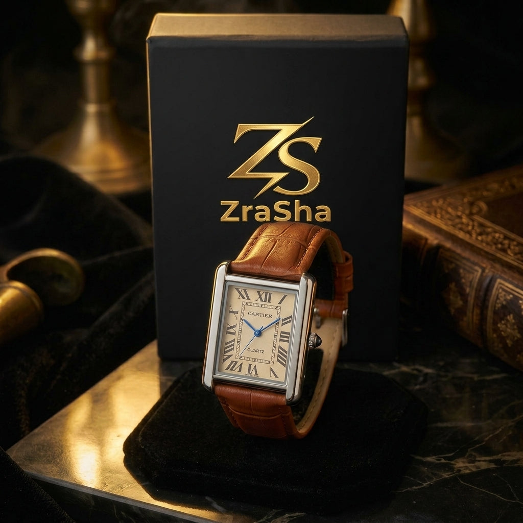 Vintage Tank Elegant Roman Dial Square Watch