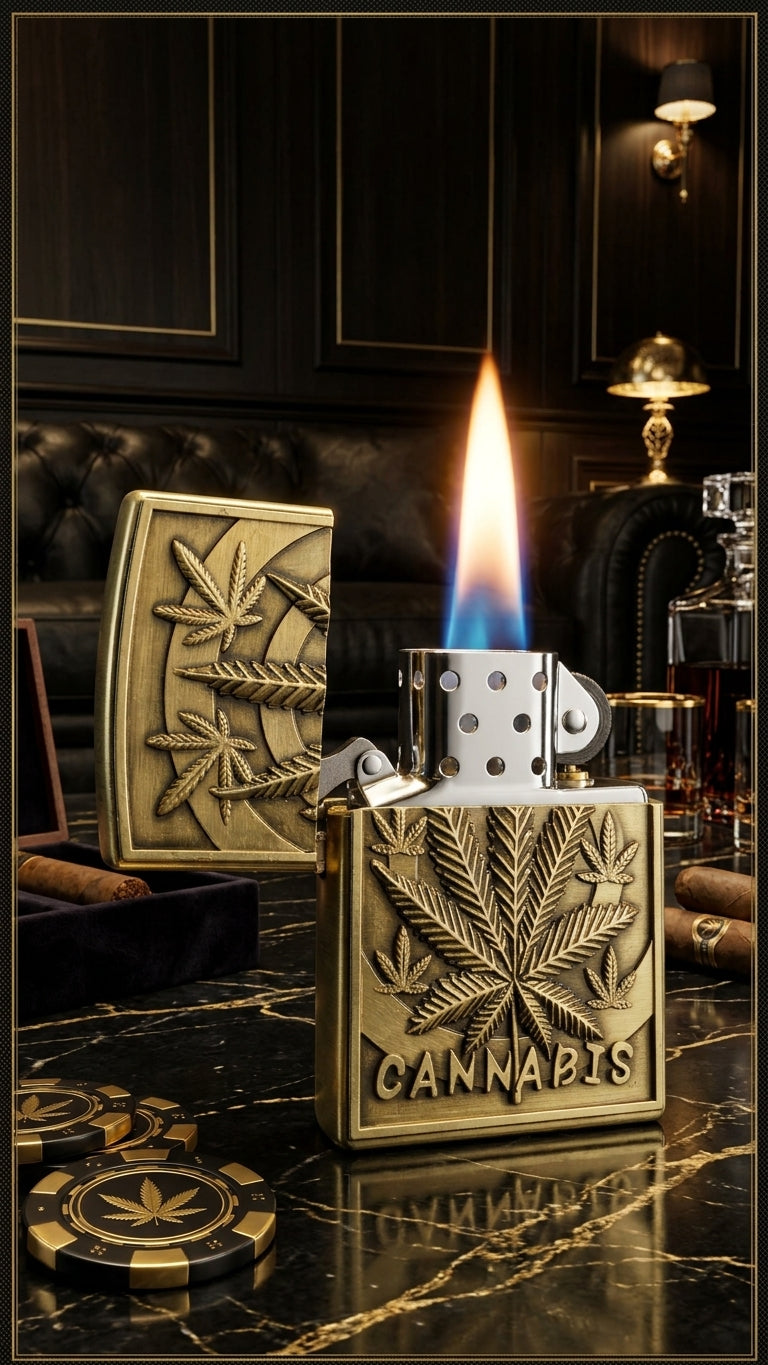 Premium Brass Engraved Lighters (Ace of Spades & Cannabis Edition)