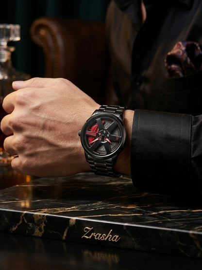 SKMEI Men's Watch Original New Wheels Rolling Creative Fashion  League Fans Butterfly Double Snap Gift Wristwatch - 1787 - RED