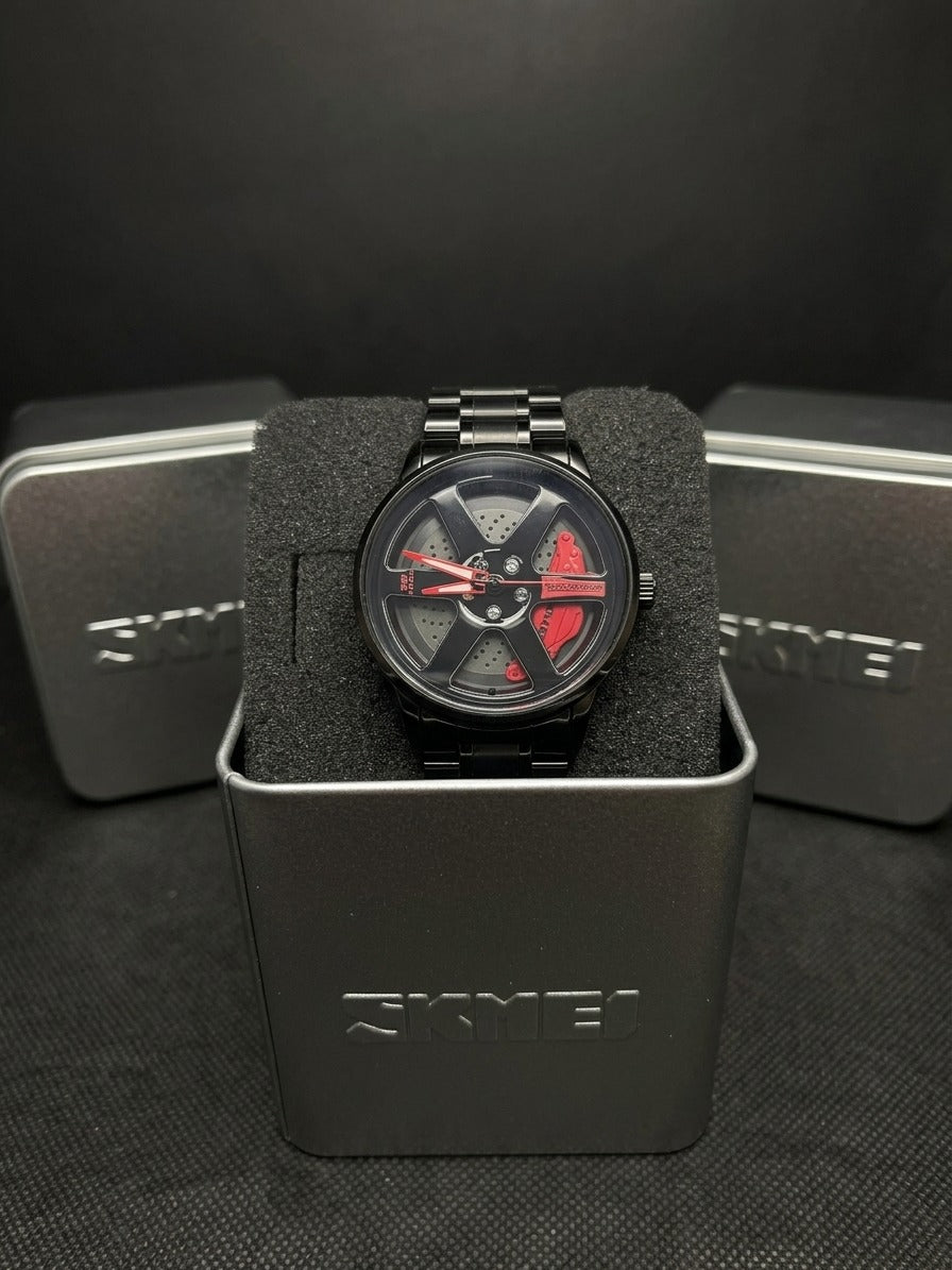 SKMEI Men's Watch Original New Wheels Rolling Creative Fashion  League Fans Butterfly Double Snap Gift Wristwatch - 1787 - RED