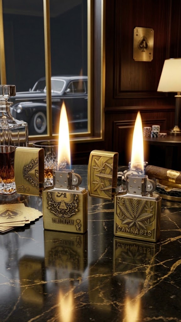 Premium Brass Engraved Lighters (Ace of Spades & Cannabis Edition)